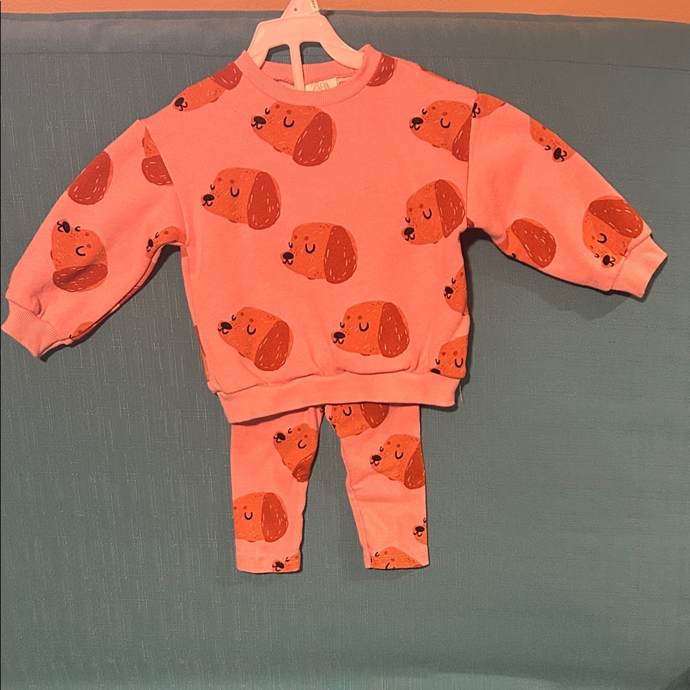 Zara Pink Bear Print Toddler Outfit